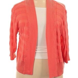 Faded Glory Coral Open-Front Women's Cardigan Sweater Horizontal Pattern Plus 2x